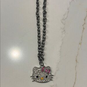 Hello Kitty Silver Necklace with Pink Bow